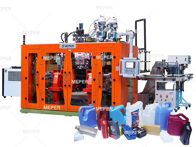 Máquina de moldeo por soplado de extrusión impulsada hidráulicamente de cuatro capas MEPER para botella de plástico de 1L